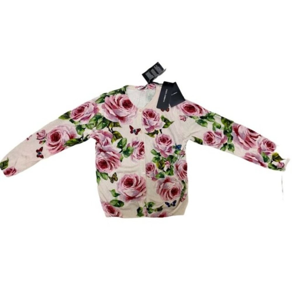 NWT Dolce & Gabbana Floral Rose Cardigan Girls Size 10 D&G Retail $585